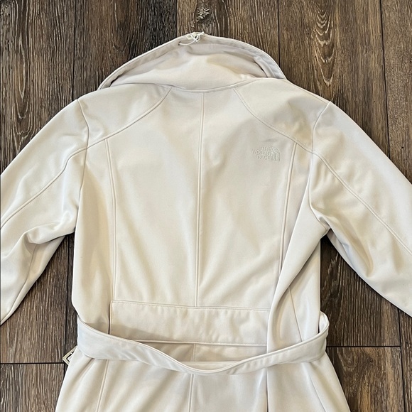 The North Face TNF Apex Women’s Large Cream Zip-Front Long Jacket with Waist Tie - Picture 7 of 16